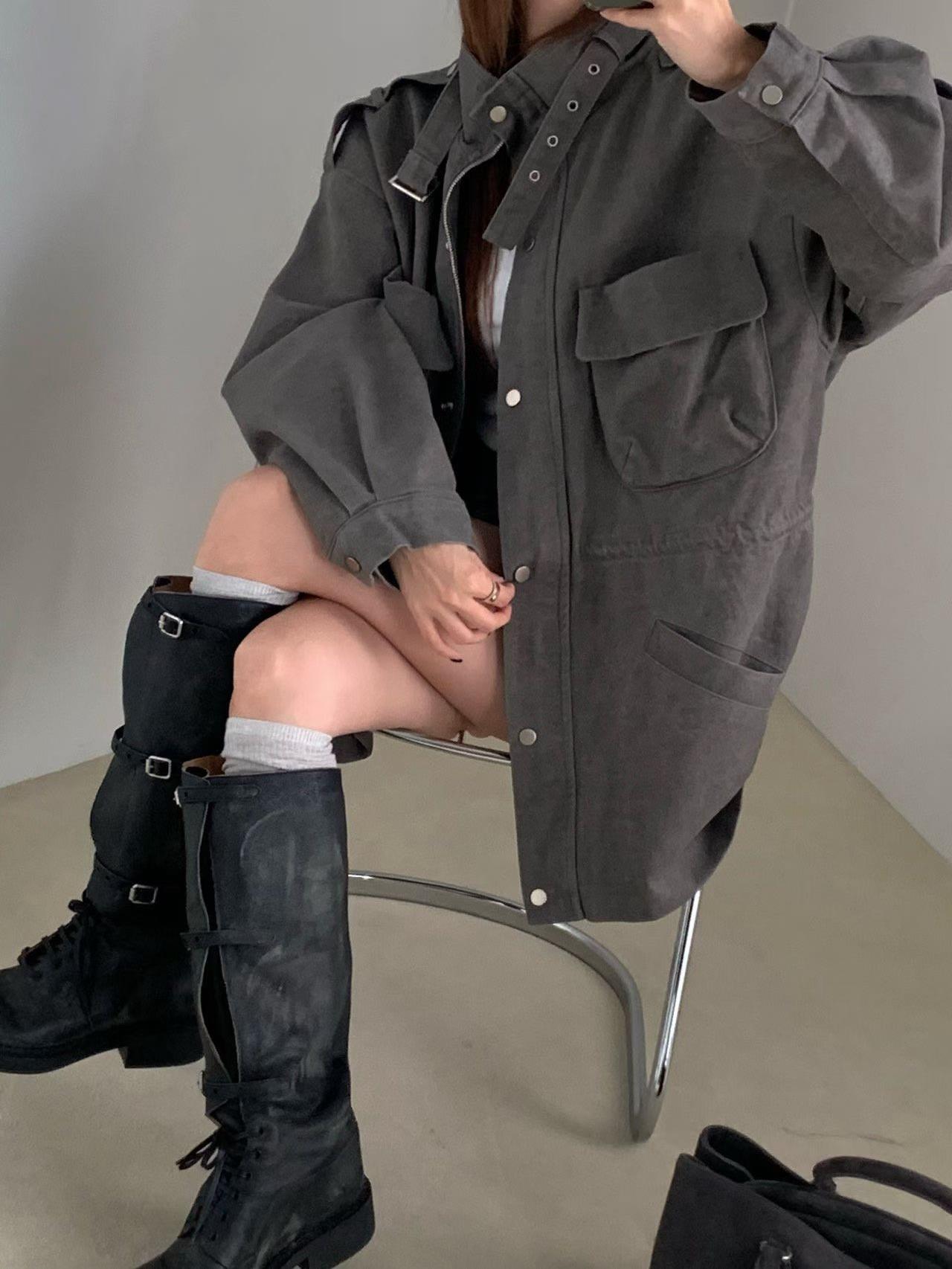 立領銀扣軍裝外套